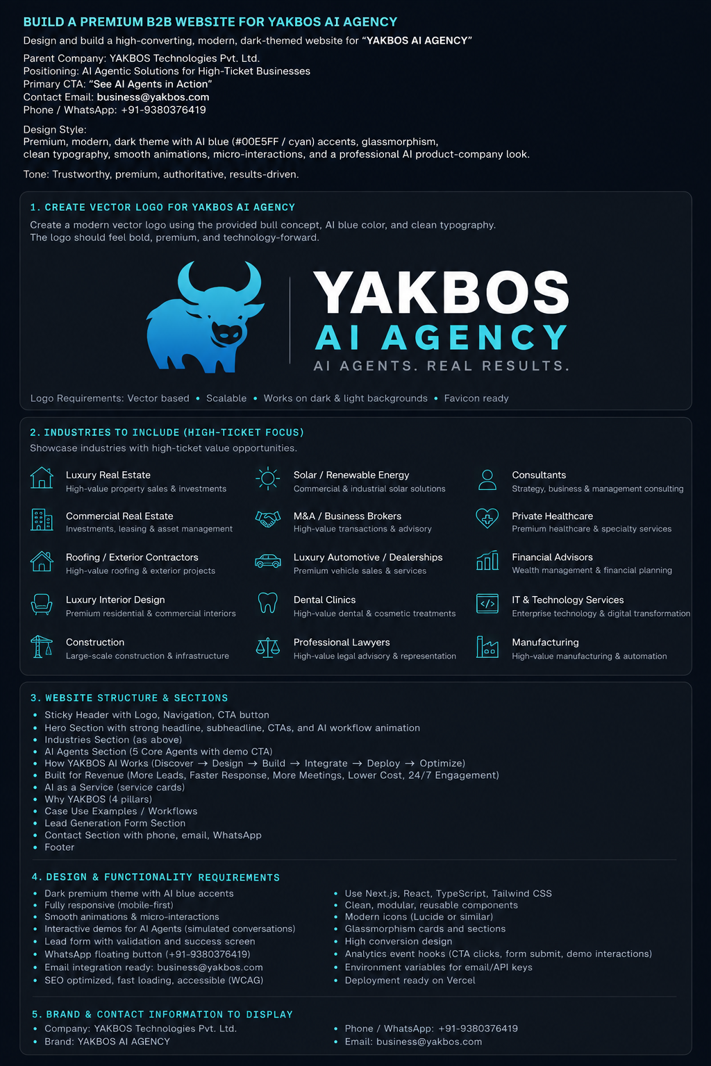 YAKBOS AI Agency operating environment with multiple AI agents